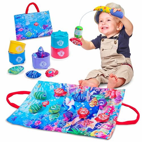 Infinno Count Learning Montessori Toys - for Babies & Toddlers 1-3 Year Old with 15 Numbered Fish & 